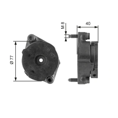 Abbildung von GATES FleetRunner Micro V Kit T38345 Spannrolle VOLKSWAGEN: GOLF 3, Transporter 4 Bus, 4, AUDI: A6 C4 Avant, 80 B4 SEAT: Ibiza 2