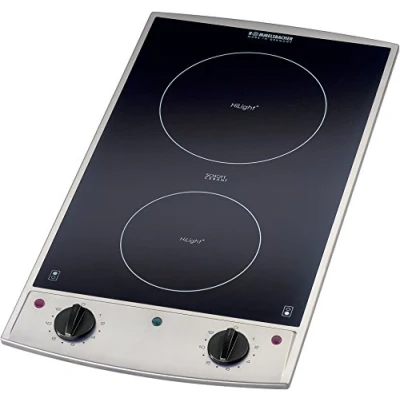 Abbildung von ROMMELSBACHER Domino Einbaukochfeld EBC 3075/E Made in Germany, SCHOTT CERAN® Kochfläche, stufenlose Temperaturregelung, energiesparend, 3000 Watt, Einbaumaße 270 x 500 75 mm, Edelstahl