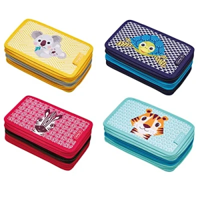 Abbildung von Herlitz® Schulmäppchen Dreikammer Cute Animals Reißverschluss Tasche Etui Organizer Kosmetiktasche Stift Tube Stifte Zubehör Kinder Jugendliche Robust Mix, Jeden Rozmiar, Mix