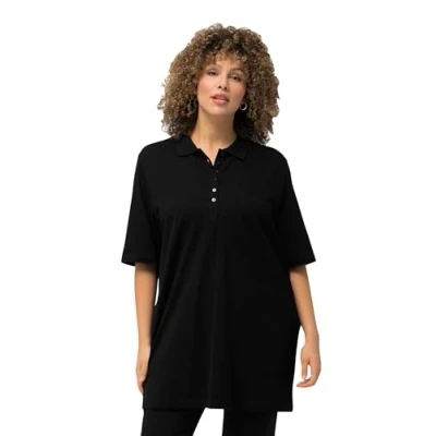 Abbildung von Ulla Popken Damen Basic Poloshirt, Schwarz, 46 48 EU