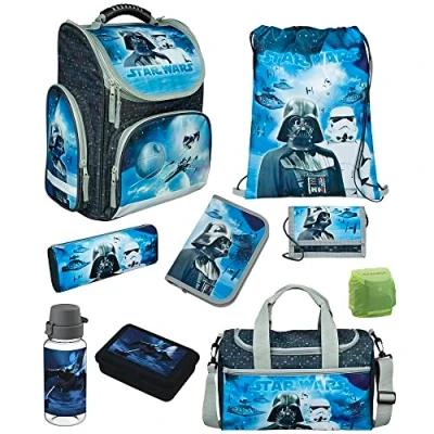 Abbildung von Schulranzen 1. Klasse für Jungen und Mädchen · ergonomisch &amp; leicht Star Wars Classic Schultasche im Set (9 teilig mit Sporttasche)