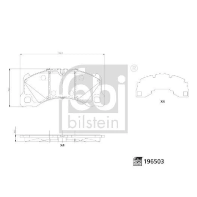 Abbildung von FEBI BILSTEIN 196503 Bremsbelagsatz Vorderachse für Verschleißwarnanzeige vorbereitet PORSCHE: Macan, Cayenne