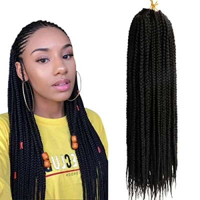 Abbildung von (6 Packs,45.7cm) Flechten Jumbo Zopf Kanekalon kunsthaar schwarz Haarteil Haarverlängerung Echthaar 3X Crochet Braids Hair Extensions 20 Strands/pack