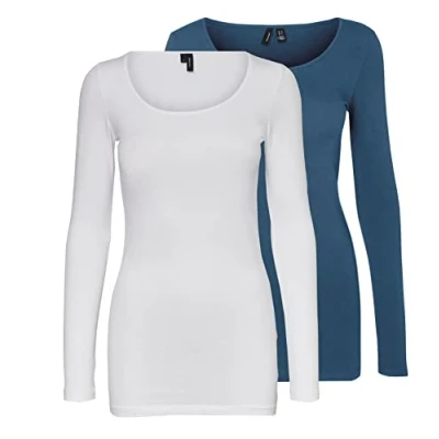 Abbildung von VERO MODA Damen VMMAXI My LS Soft Long U Neck GA 2P 10167784, Insignia Blue/Bright White, L