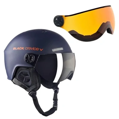 Abbildung von Black Crevice Skihelm Arlberg mit 2 Visier, navy/orange, S/M