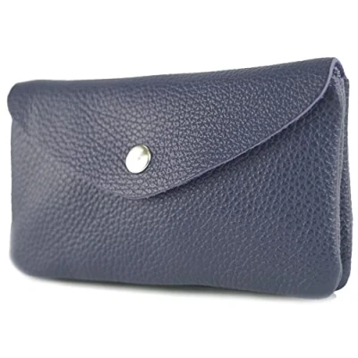 Abbildung von modamoda de P11 Damen Leder Geldbörse Portemonnaie Medium Handmade in Italy, Farbe:Saphirblau