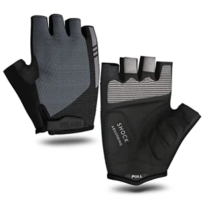 Abbildung von VELMIA Fahrrad Handschuhe Sommer I Mit Ausziehhilfe, Grip Print und Reflektor für Maximalen Komfort Sicherheit fahrradhandschuhe damen &amp; herren, fahrradzubehör mtb