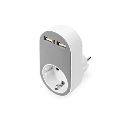 Abbildung von DIGITUS Steckdosen Adapter Mit USB 2x A 16A / 250V 50Hz IP20 Steckdose Berührungs Schutz