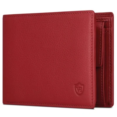 Abbildung von VON HEESEN Leder Geldbörse RFID Schutz I Echtleder Geldbeutel für Damen &amp; Herren Portemonnaie Brieftasche Wallet Portmonee (Rot)