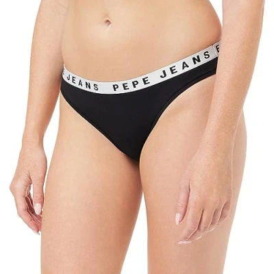 Abbildung von Pepe Jeans Damen Logo Thong Bikini Style Underwear, Black (Black), XS