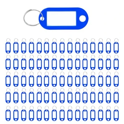 Abbildung von Westcott Schlüsselanhänger 100 Stück 100er Pack robuste Anhänger zum Beschriften Mit austauschbaren Etiketten Metall Ring in der Farbe Blau E 10652 00