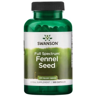 Abbildung von Swanson, Full Spectrum Fennel Seed (Fenchelsamen), 480mg, 100 Kapseln, Laborgeprüft, Sojafrei, Glutenfrei, Ohne Gentechnik