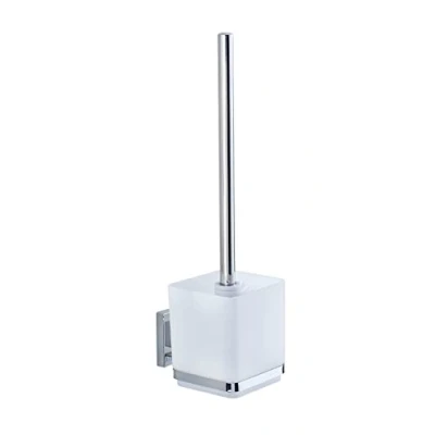 Abbildung von WENKO Vacuum Loc Wand WC Garnitur Quadro, Toilettenbürste mit offenem Bürstenhalter, Befestigen ohne Bohren, Rostfreier Edelstahl/Kunststoff, 9,5 x 37 12,5 cm, Weiß