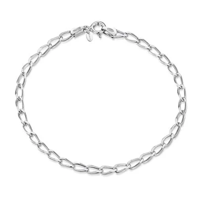 Abbildung von Amberta Damen Bettelarmband aus Sterling Silber für Charms und Clips (Einstellbar):