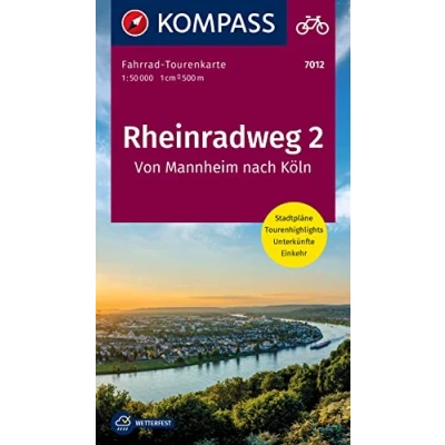 Abbildung von KOMPASS Fahrrad Tourenkarte Rheinradweg 2, von Mannheim nach Köln 1:50.000: Leporello Karte, reiß und wetterfest
