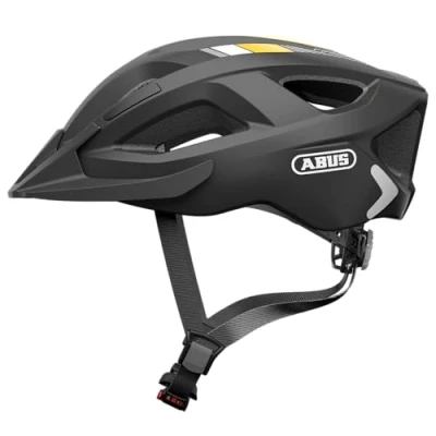 Abbildung von ABUS Stadthelm Aduro 2.0 Allround Fahrradhelm mit Licht in sportivem Design für den Stadtverkehr Damen und Herren schwarz/orange, Größe M