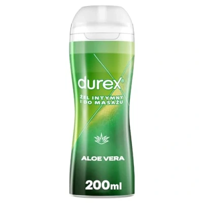 Abbildung von Durex 2 in 1 Massage und Gleitgel Aloe Vera mit geschmeidiger Textur für Ganzkörpermassagen &amp; Intimbereich 200 ml Kartonverpackung