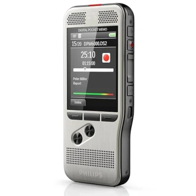Abbildung von Philips PocketMemo DPM6000 Digitales Diktiergerät, Audiorecorder, Aufnahmegerät inkl. Diktiersoftware SpeechExec Basic 2 Jahres ABO