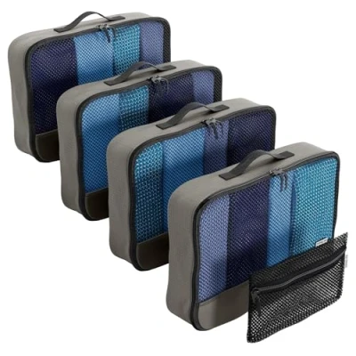 Abbildung von Einfach zu organisierende Packtaschen für Koffer Medium Kleiderlagerung mit Reisewürfeln ein Kleidertaschen Koffer. OW Travel zubehör Organizer Set Suitcase Packing