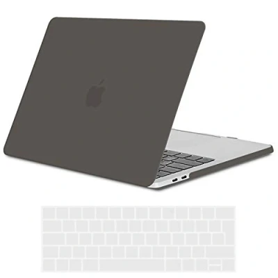 Abbildung von TECOOL Hülle Kompatibel mit MacBook Pro 15 Zoll 2019 2018 2017 2016 (A1990 A1707) Touch Bar, Ultradünne Hartschale Schutzhülle Case u. EU QWERTZ Tastaturschutz, Dunkelgrau