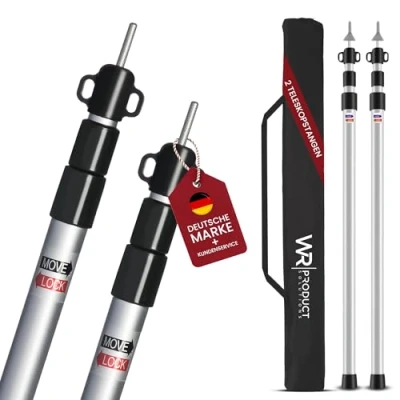 Abbildung von WRPS 2er Set Zelt Teleskopstangen aus Aluminium stufenlos von 95 bis 230cm Aufstellstange für Zelte, Tarps, Sonnensegel und mehr