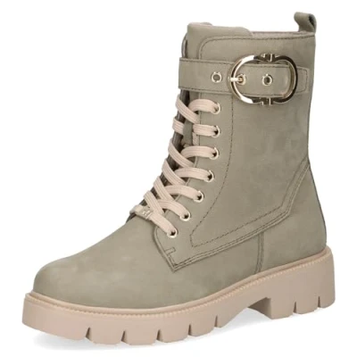 Abbildung von CAPRICE Damen Stiefeletten zum Schnüren aus Leder mit Schnalle, Grün (Khaki Nubuc), 41 EU