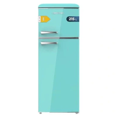 Abbildung von Cecotec Retro Kühlschrank mit 2 Türen, 215 L Bolero CoolMarket 2D Origin Green E. Höhe 148,2 cm und Breite 55,2 cm, LED, Chromgriff, Glasregale, Temperaturregelung, Grün