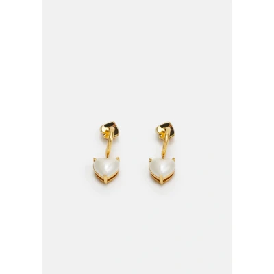 Abbildung von kate spade new york Heart Huggies Ohrringe goldcoloured/white, Damen, Größe: One Size, Gold coloured/white
