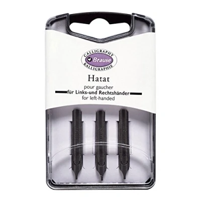 Abbildung von Jacques Herbin Brause 310001B Packung mit 3 Hatatfedern, für arabische und hebräische Schrift, ideal Linkshänder, 1 Pack