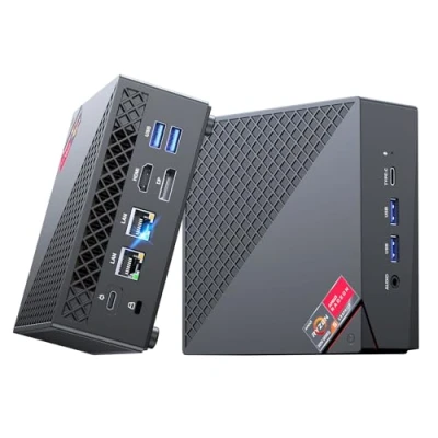 Abbildung von NiPoGi AM06 PRO Mini PC АMD Ryzen 7 5700U(8C/16T, bis zu 4,3 GHz), 16GB DDR4 512GB M.2 SSD Desktop Computer WiFi 6, Dual LAN, DP/HDMI 2.0/Type C 4K Triple Display mit VESA für Schule/Büro