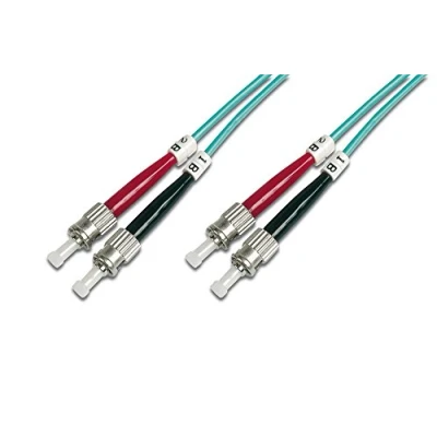 Abbildung von DIGITUS DK 2511 03/3 Glasfaserkabel OM3 3 m ST zu Duplex LWL Kabel 1/10/40/100 Gbit/s MM Multimode Glasfaser LAN Fasertyp: 50/125 µ Türkis (Aqua)