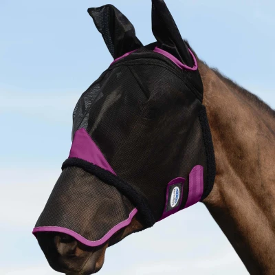 Abbildung von Weatherbeeta Fliegenmaske Comfitec Durable Mesh Ohren und Nase Schwarz/Lila Vollblut