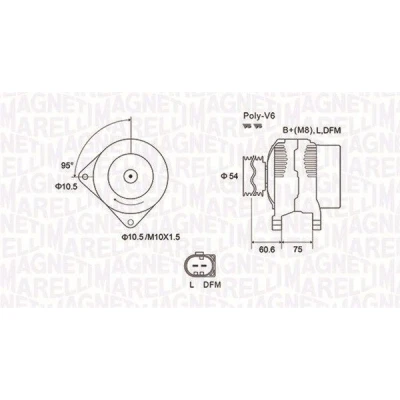 Abbildung von MAGNETI MARELLI 063731757010 Lichtmaschine 12V 150A BMW: 3 Saloon, X5, Touring, LAND ROVER: Freelander I Off Road