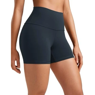 Abbildung von CRZ Yoga Damen Butterluxe Kurze Sporthose Laufshorts Sommer Radlerhose High Waist Fitness Shorts 10cm Echte Marine 40