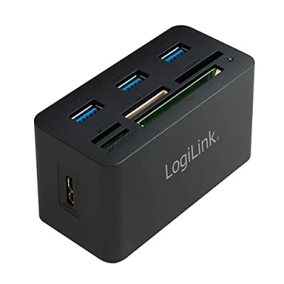 Abbildung von LogiLink CR0042 USB 3.0 Hub mit All in One Card Reader (Micro SD / MS M2 CF) Schwarz
