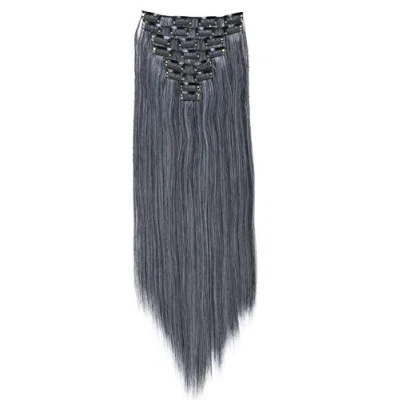 Abbildung von CAISHA XL 60cm 7 Teile Set CLIP IN EXTENSIONS Jenny Haarverdichtung Haarverlängerung Glatt Ombré Grau Mix CE21