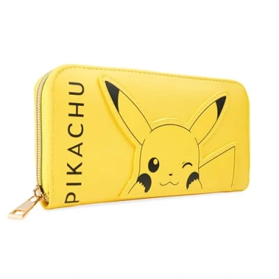 Abbildung von Pokemon Brieftasche Damen Geldbörse Groß, zweiseitig, viele Fächer und Kartenschlitze, mit Reißverschluss