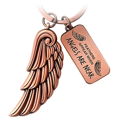 Abbildung von FABACH Engelsflügel Schlüsselanhänger Wing Glücksbringer Schutzengel Feder Engel Flügel Anhänger Feathers Appear When Angels Are Near