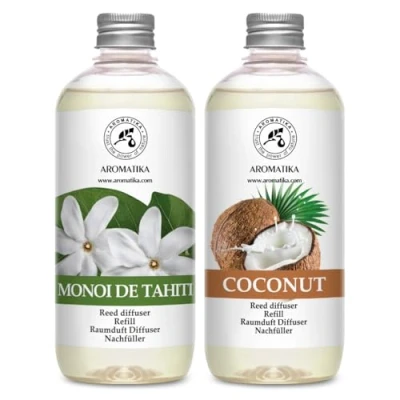 Abbildung von Raumduft Diffuser Nachfüller Monoi de Tahiti &amp; Kokos 1L 2x500ml Set für Duftdiffusor Reed Refill Raumbeduftung Zimmerduft Nachfüllen Raumluft