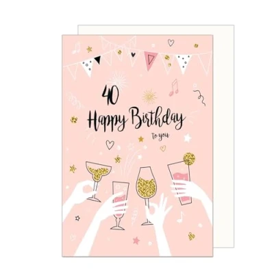 Abbildung von Edition Seidel Premium Glückwunschkarte zum 40. Geburtstag mit Umschlag. Geburtstagskarte Grusskarte Billet Karte Happy Birthday Mann Frau Rosa (GZ353 40 SW024)
