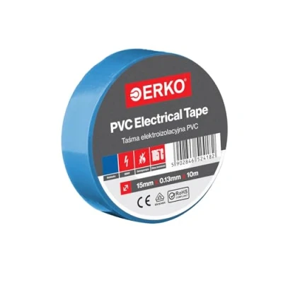 Abbildung von ERKO Isolierband Blau PVC 15mm x 10m Elektrische Leitungen Reparatur, Hochflexibel mit starker Klebekraft, Chemiebeständig, Polyvinyl Chlorid, Klebeband Universal