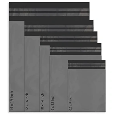 Abbildung von 50 gemischte Versandtaschen aus Poly Selbstverschluss, 5 Größen, je 10 Stück, Red Ember, kleine bis große Versandtaschen, Versandverpackungen (Grau)
