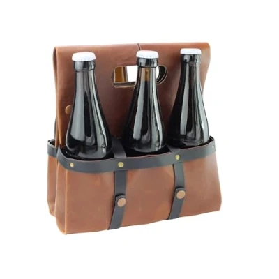 Abbildung von Winkee Fahrrad Sixpack Die stylische Getränketasche fürs I Männerhandtasche aus Kunstleder Getränkekorb für