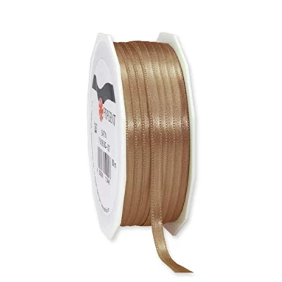 Abbildung von PRÄSENT C.E. Pattberg Satin Taupe, 50 m Satinband zum Einpacken von Geschenken, 6 mm Breite, Geschenkband Dekorieren &amp; Basteln, Dekoband, Anlass