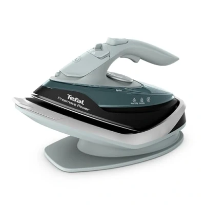 Abbildung von Tefal Freemove Power kabelloses Dampfbügeleisen, 2600 Watt, 40 g/Min. Dampfmenge, 220 Dampfstoß, 250 ml Wassertank, Auto Off, kratzfeste Keramik Bügelsohle, Tropfstopp, Eukalyptus, FV6670E0