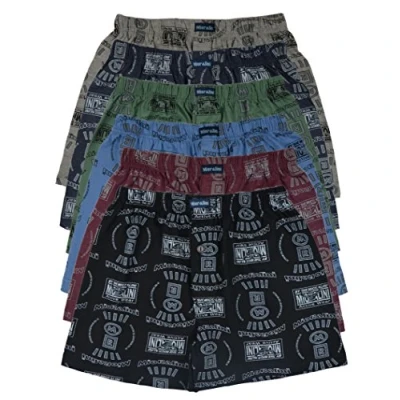 Abbildung von 6 bedruckte &amp; weiche 100% Baumwoll Herren Boxershorts Boxer Short in oder 3 modischen Farben im 6er Set verfügbar S M L XL 2XL 3XL 4XL 5XL 6XL, Set02, 5