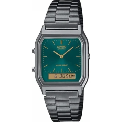 Abbildung von Casio Collection Edgy Armbanduhr Ana Digi Grau/Grün AQ 230EGG 3AEF