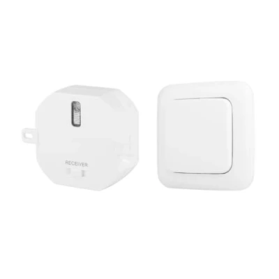Abbildung von Smartwares Plug &amp; Connect Home Kit für kabellose Beleuchtung bis zu 1000 Watt Einbaumodul und Schalter, weiß, SH4 99564