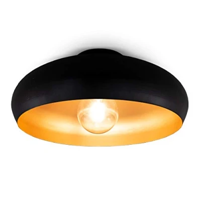 Abbildung von B.K.Licht Deckenlampe E27 Fassung, max. 60 Watt, Vintage, Deckenleuchte, Lampe, Wohnzimmerlampe, Schlafzimmerlampe, Küchenlampe, Deckenbeleuchtung, Retro, 39,5x17,5 cm, Schwarz Gold