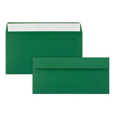 Abbildung von 100 Brief Umschläge DIN Lang Dunkel Grün 110 g/m² 11 x 22 cm sehr formstabil Haftklebung Qualitätsmarke: FarbenFroh by GUSTAV NEUSER